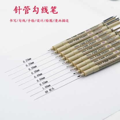 極描針管筆學生用美術漫畫建築設計黑色簽字筆手繪草圖勾線筆(12支一組)：圖片 8