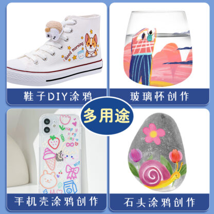 極描馬克筆軟頭粉彩筆防水手繪/畫鞋/玻璃/塗鴉筆/雙頭繪畫筆/36色：圖片 4