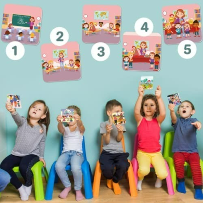 順序圖卡/ 適合 3-4 歲幼兒/自閉症兒童創造故事卡 /自閉症學習教材/句子建構 / ABA 治療 /社交技能：圖片 4