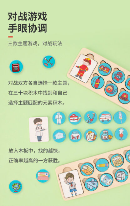 記憶力訓練 | 職業配對積木 | 蒙特梭利腦筋急轉彎 | 記憶遊戲親子互動玩具：圖片 8