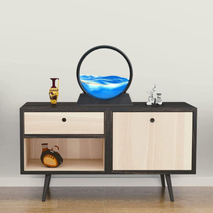 3D 動態沙藝術液體運動深海沙景觀移動沙漏流沙桌面裝飾品，適用於家庭辦公室裝飾（7 英寸，藍色）：圖片 5