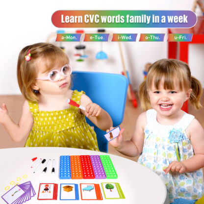 CVC單詞拼讀卡片 | 兒童早教啟蒙識字遊戲 認知字母拼讀 提升語言表達 益智啟蒙學習玩具：圖片 3