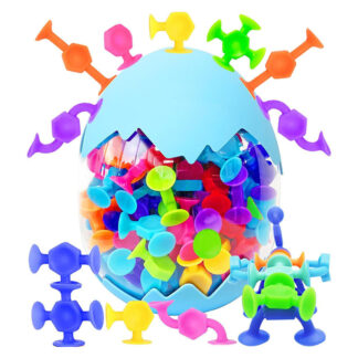 迷你六角吸盤積木48粒蛋殼組｜兒童益智吸吸樂 拼搭創意軟積木 DIY百變造型啟蒙玩具